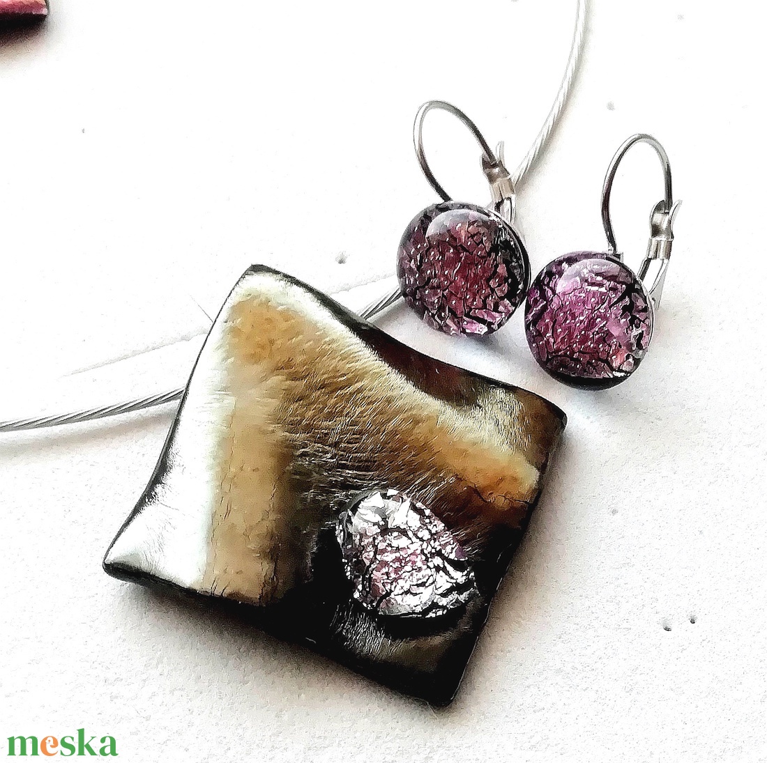 NEMESACÉL!  Bronzos rózsafény ékszerszett, ajándék névnapra születésnapra. - ékszer - ékszerszett - Meska.hu