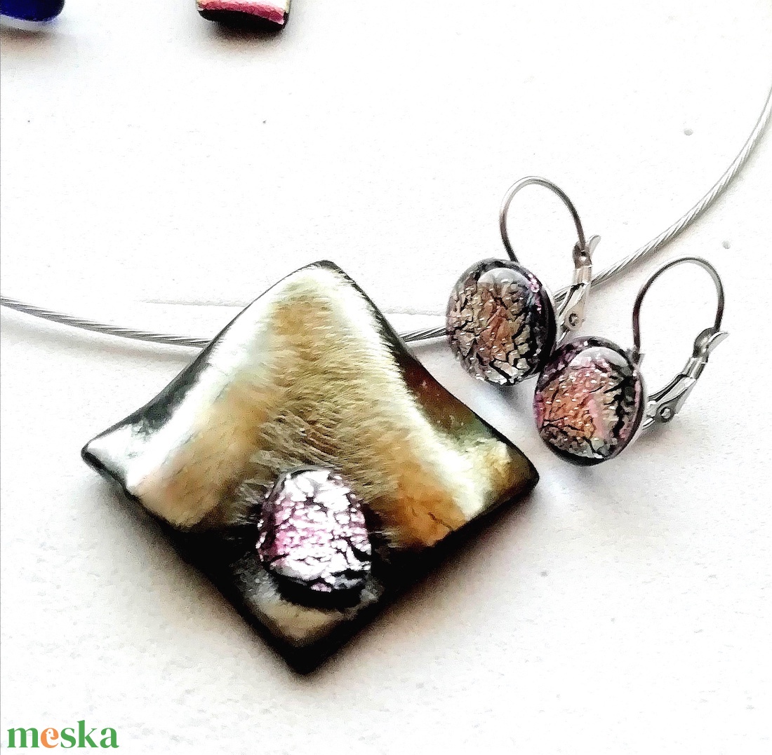 NEMESACÉL!  Bronzos rózsafény ékszerszett, ajándék névnapra születésnapra. - ékszer - ékszerszett - Meska.hu