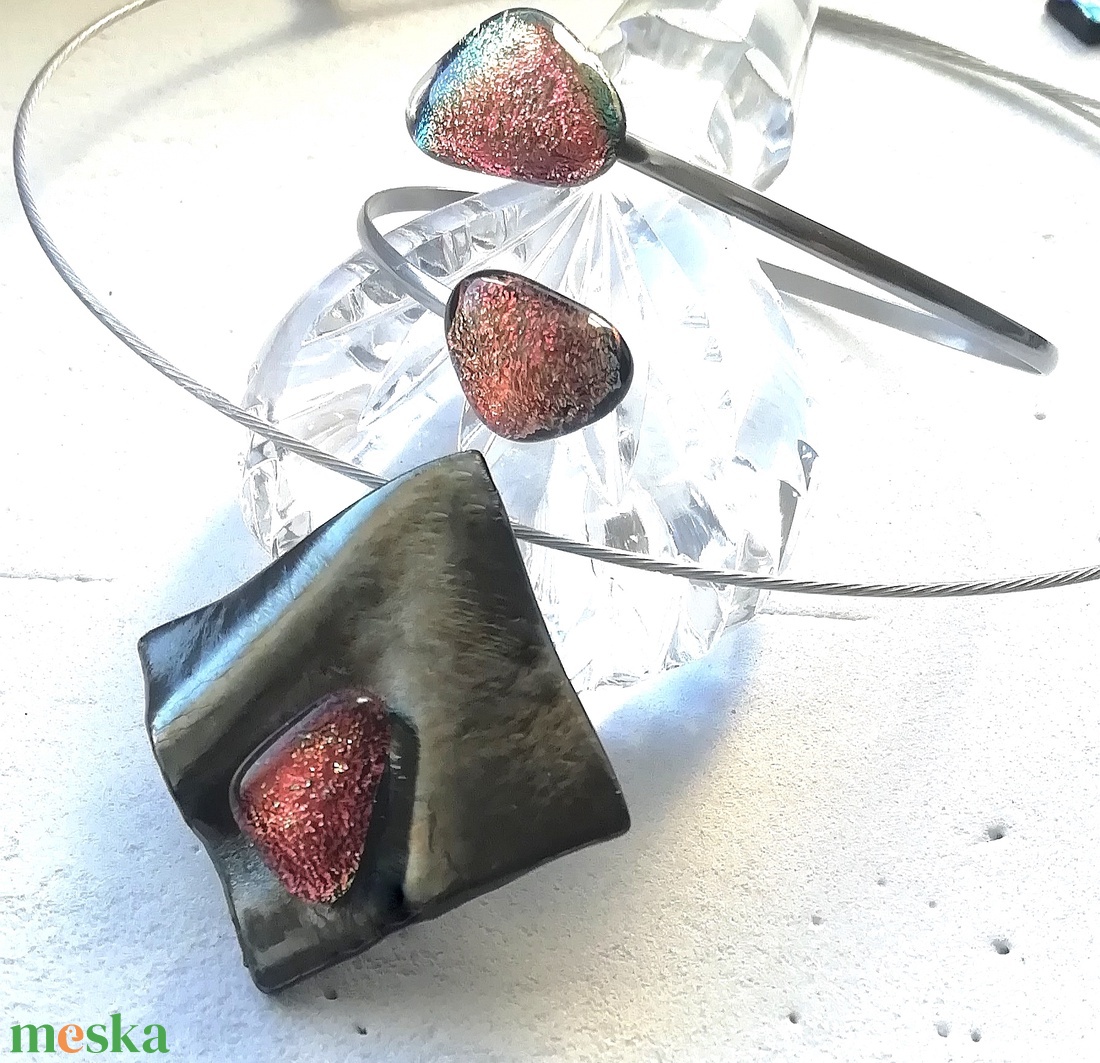 NEMESACÉL!  Bronzos vörös ragyogás ékszerszett, ajándék névnapra születésnapra. - ékszer - ékszerszett - Meska.hu