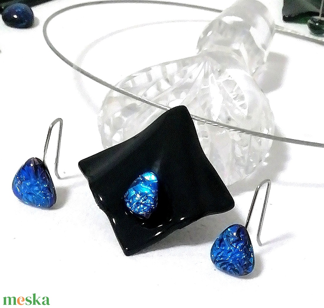 NEMESACÉL!  Kék-fekete ékszerszett, ajándék névnapra születésnapra. - ékszer - ékszerszett - Meska.hu