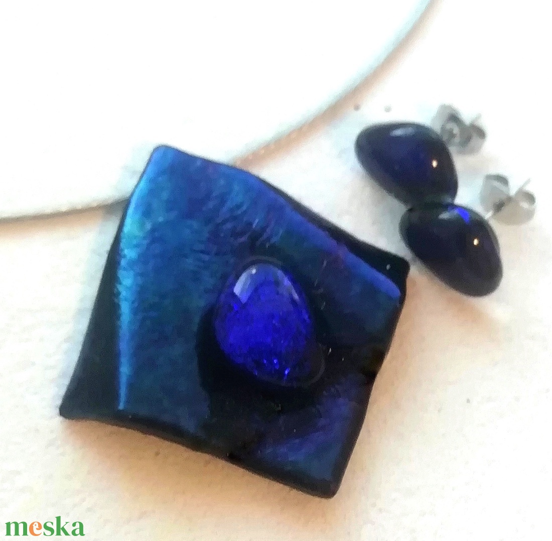 NEMESACÉL!  Kék metál fények, ajándék névnapra születésnapra. - ékszer - ékszerszett - Meska.hu