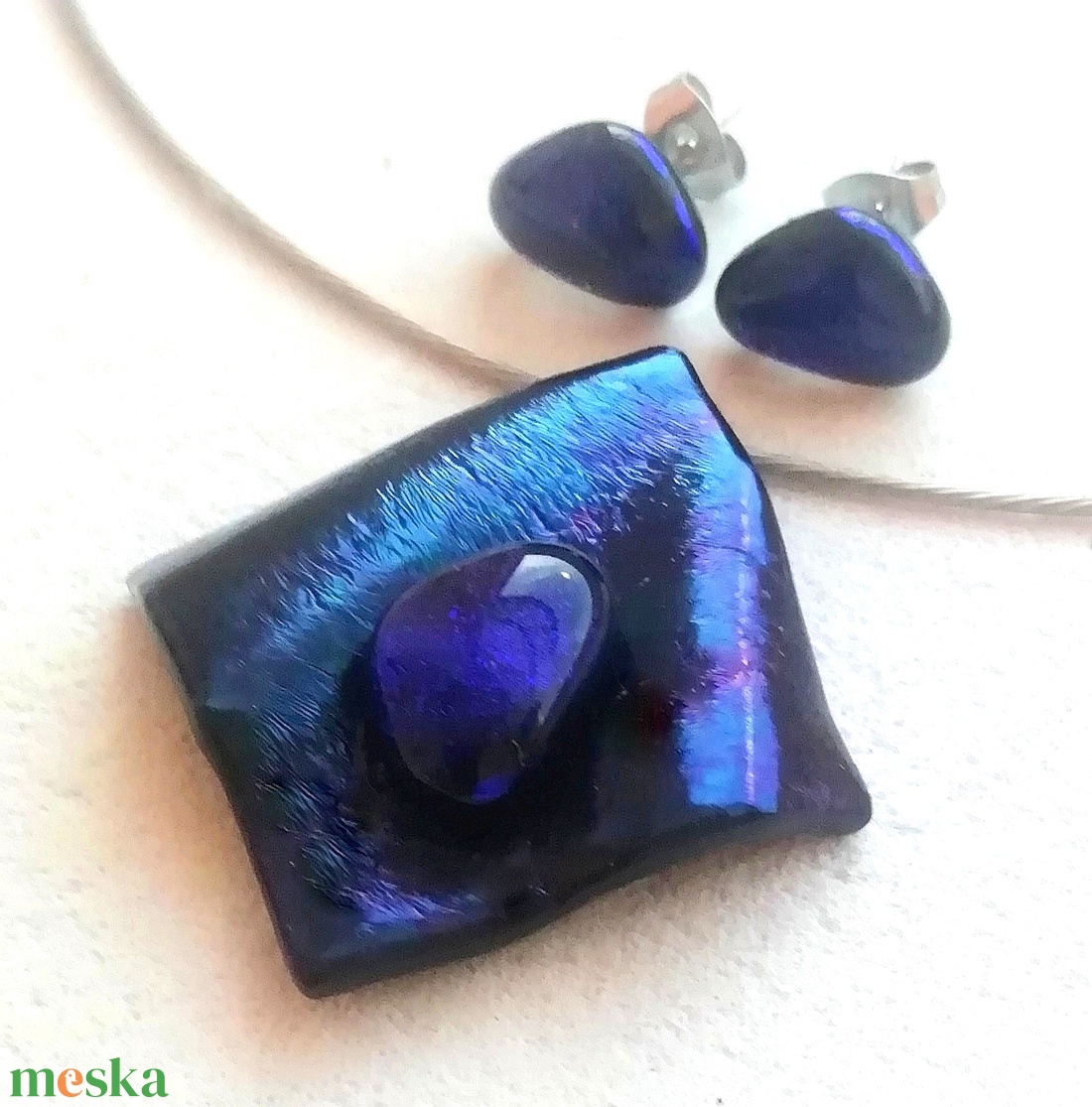 NEMESACÉL!  Kék metál fények, ajándék névnapra születésnapra. - ékszer - ékszerszett - Meska.hu