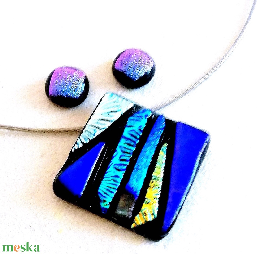 NEMESACÉL! Dichroic mozaik ékszerszett, ajándék pedagógus napra, születésnapra, névnapra.  - ékszer - ékszerszett - Meska.hu