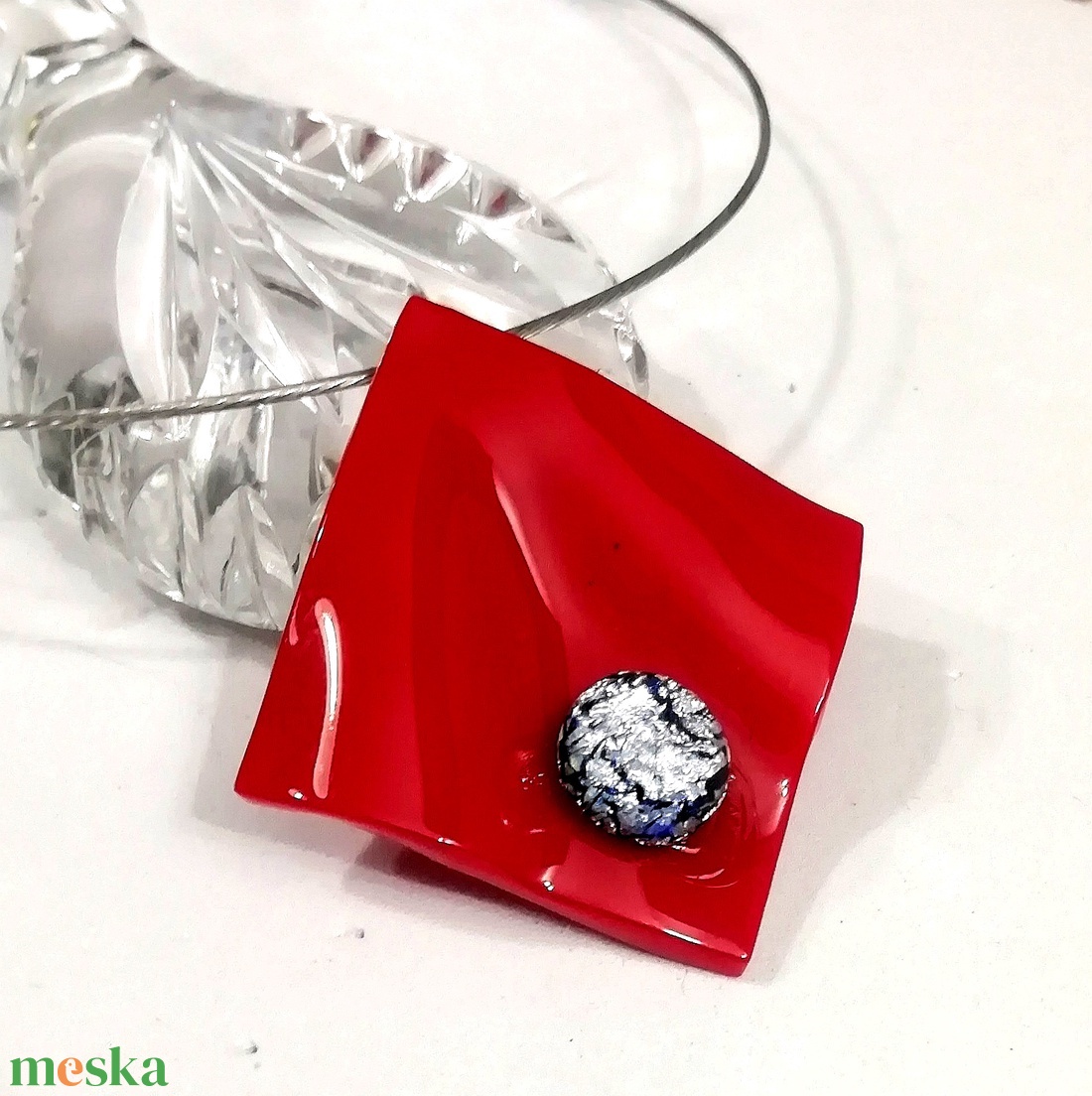 Ezüstös piros trendi ékszerszett, ajándék névnapra, születésnapra. - ékszer - ékszerszett - Meska.hu