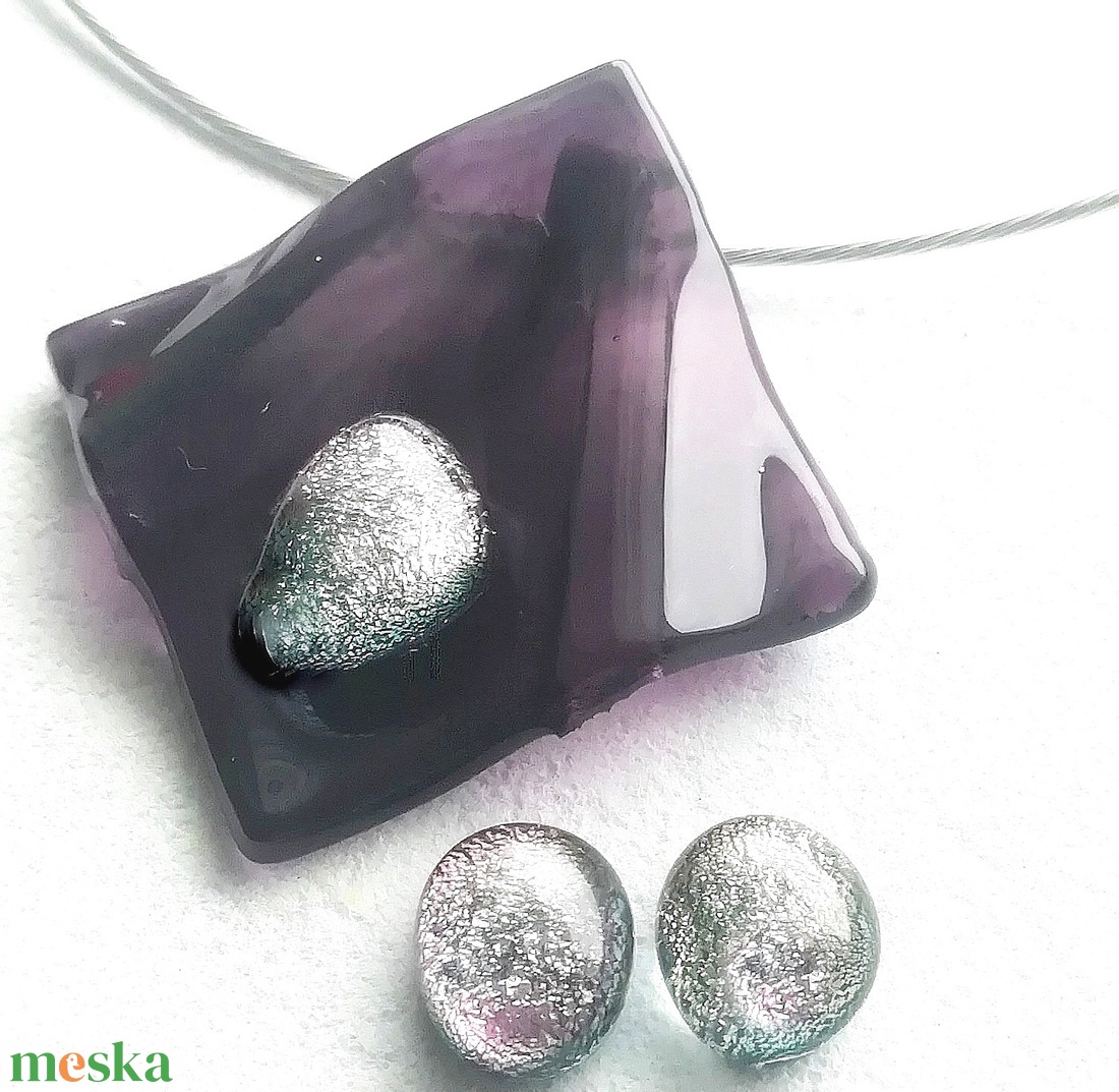 Lila árnyalatok trendi nyaklánc, ajándék névnapra, születésnapra. - ékszer - ékszerszett - Meska.hu