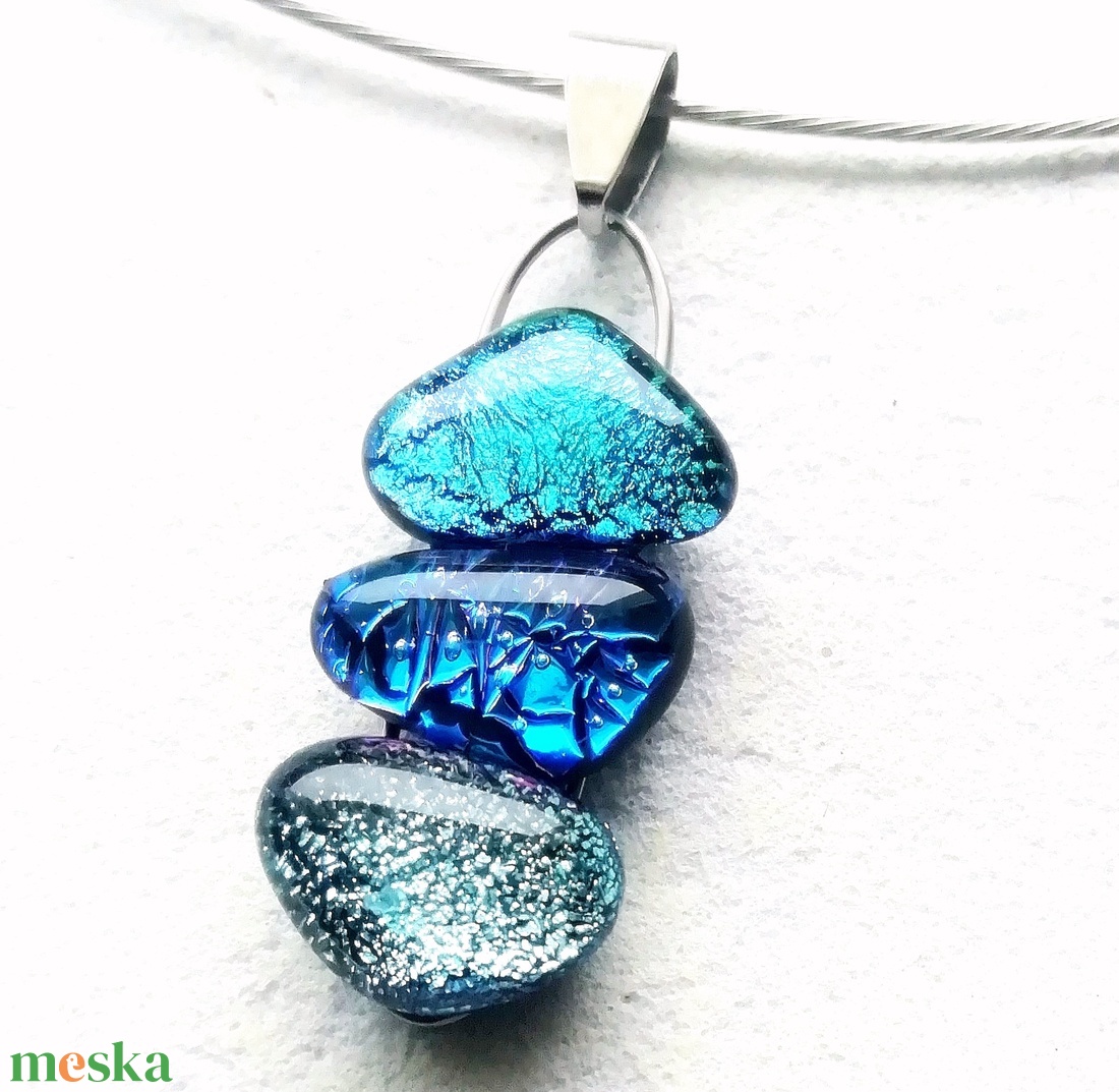  NEMESACÉL!   Kék fények dichroic nyaklánc. - ékszer - ékszerszett - Meska.hu