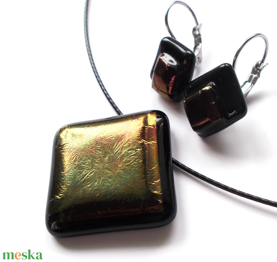  Arany-moha bíborfényben nyaklánc és fülbevalóval, névnapra, születésnapra. - ékszer - ékszerszett - Meska.hu