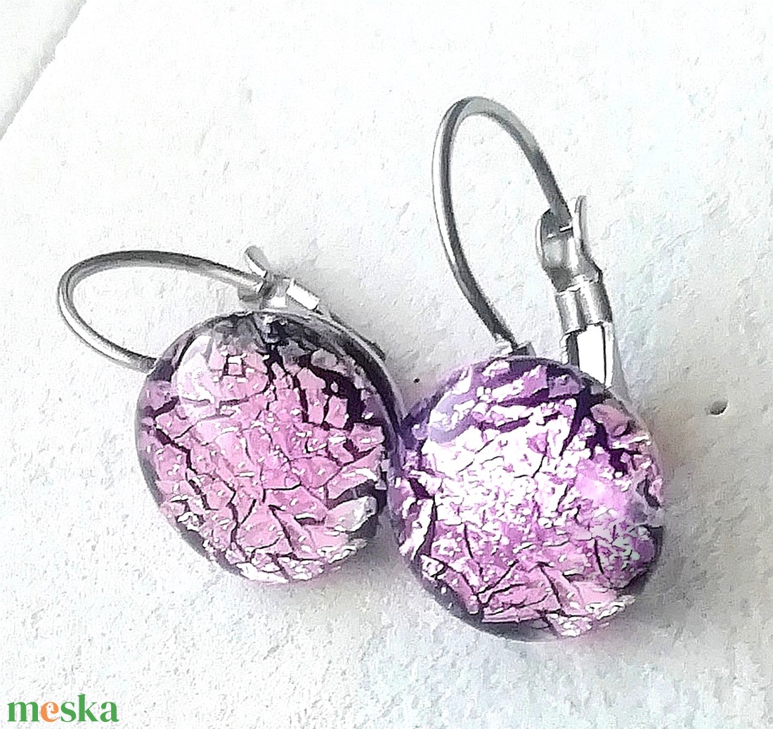 NEMESACÉL!  Magnólia dichroic  fülbevaló, ajándék névnapra, születésnapra. - ékszer - fülbevaló - lógós kerek fülbevaló - Meska.hu