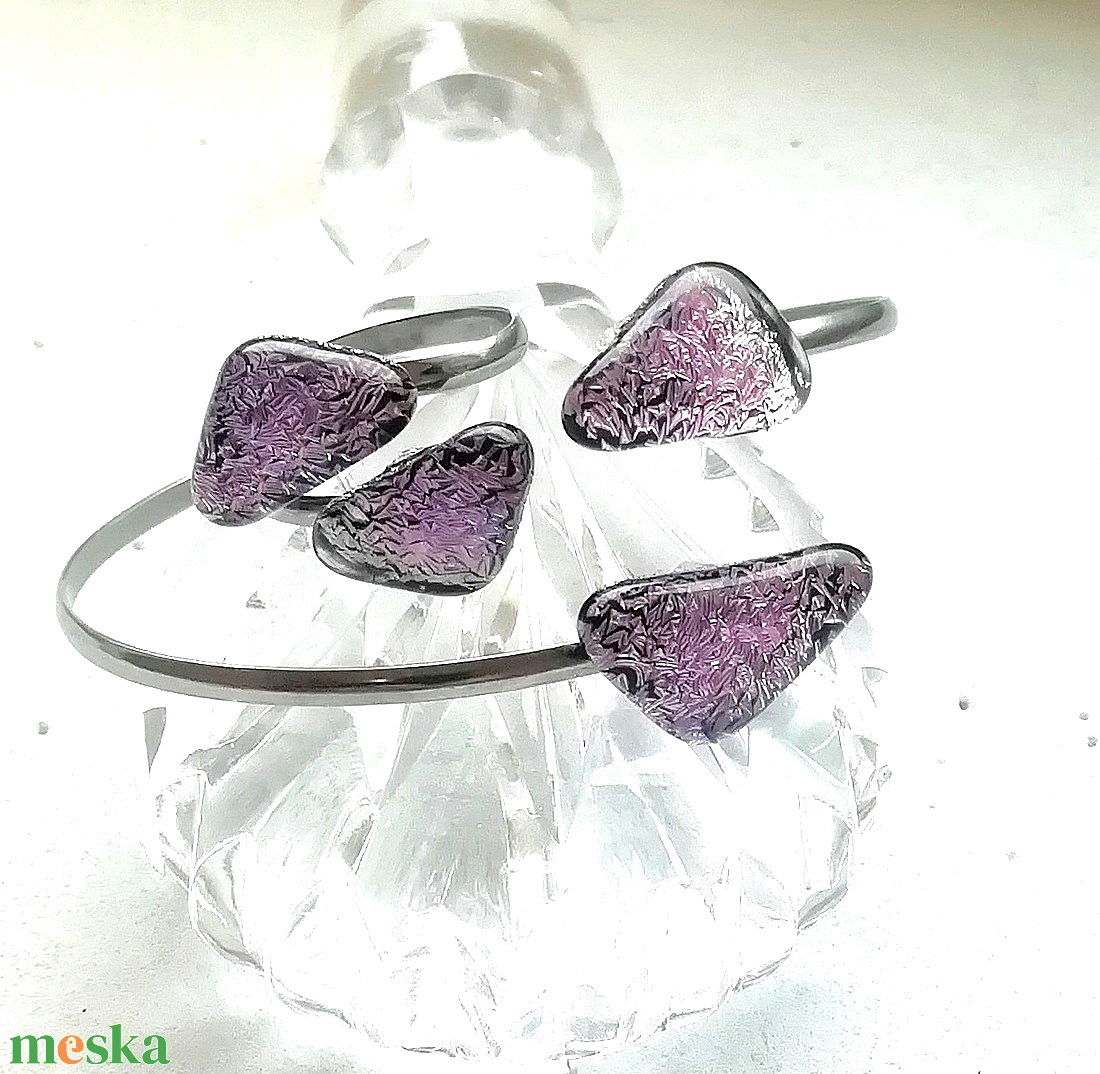 NEMESACÉL! Exkluzív kékes-pink karkötő és gyűrű - ékszer - ékszerszett - Meska.hu