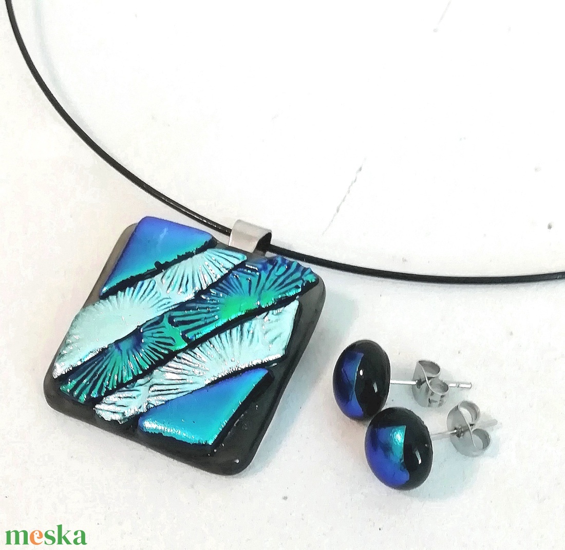 NEMESACÉL! Dichroic mozaik ékszerszett, ajándék pedagógus napra, születésnapra, névnapra.  - ékszer - ékszerszett - Meska.hu