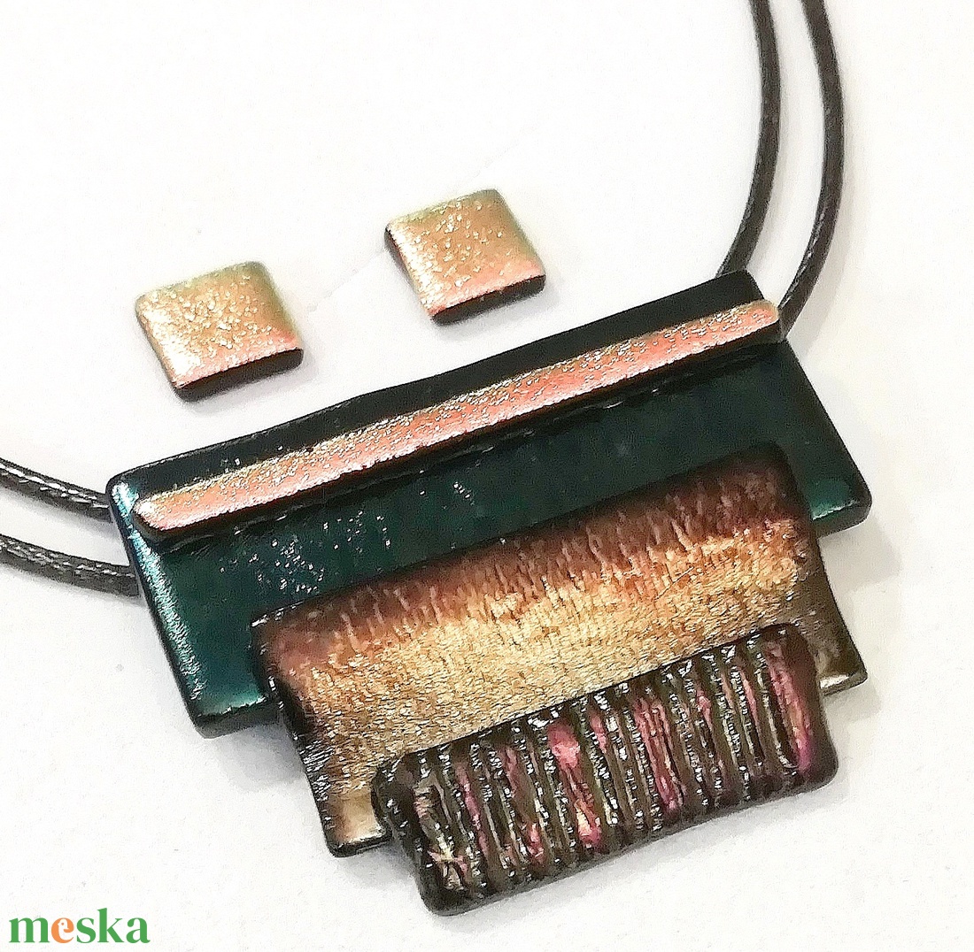 NEMESACÉL! Bronzos  lazacos smaragd ékszerszett , ajándék névnapra születésnapra. - ékszer - ékszerszett - Meska.hu