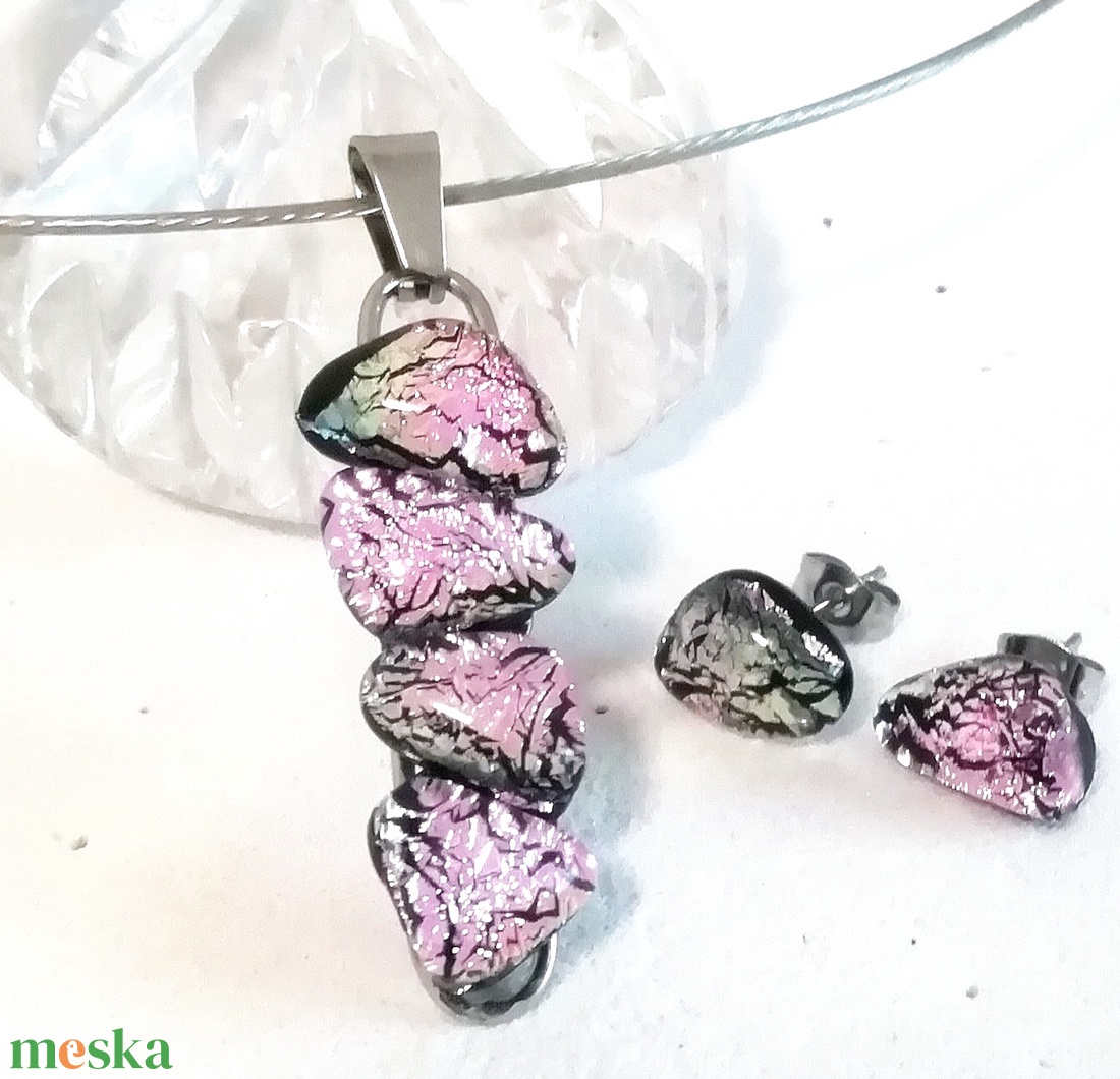  NEMESACÉL!  Magnólia dichroic ékszerszett. - ékszer - ékszerszett - Meska.hu