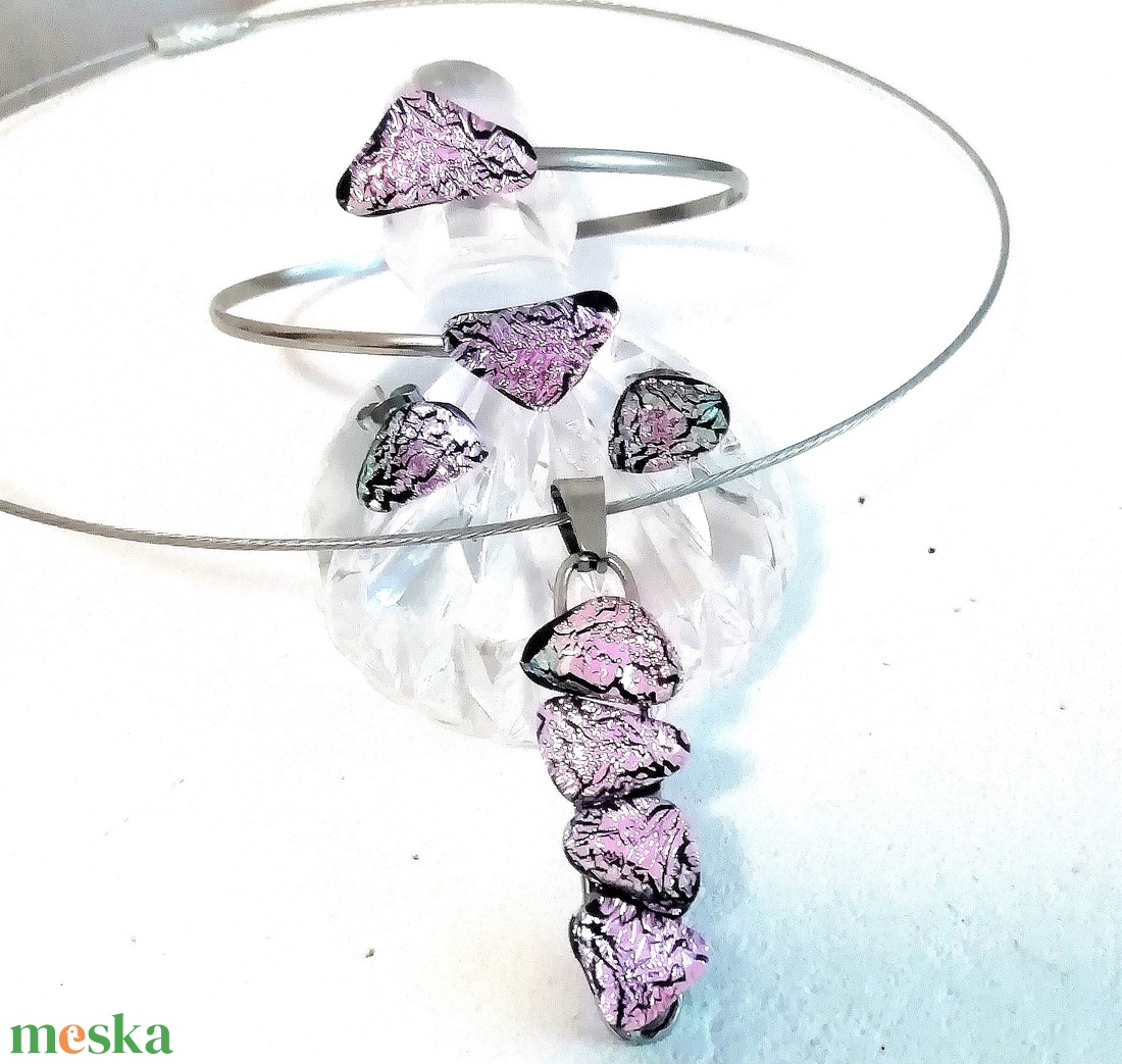  NEMESACÉL!  Magnólia dichroic ékszerszett. - ékszer - ékszerszett - Meska.hu