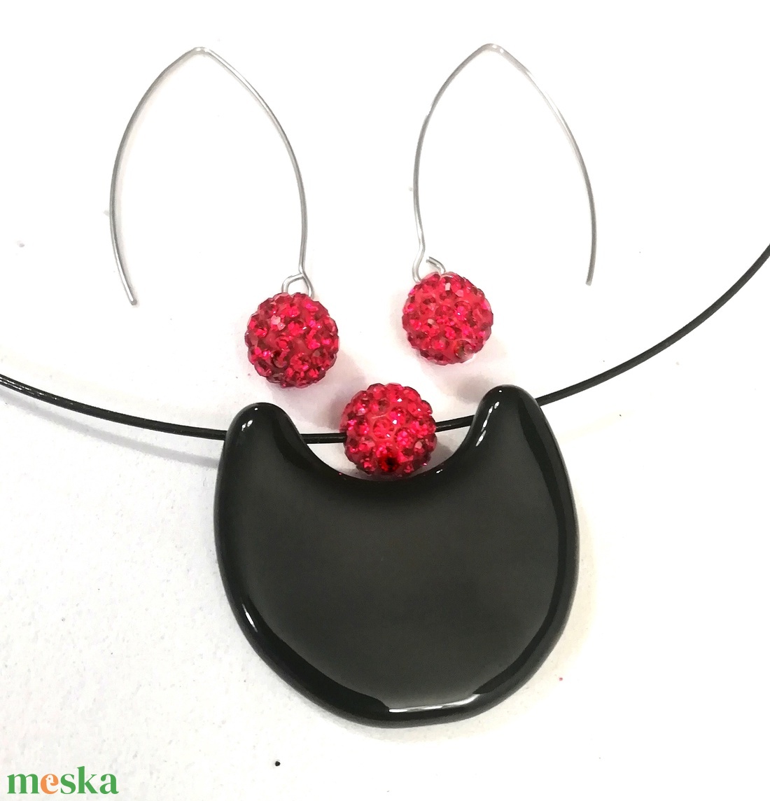 NEMESACÉL!  Vörös és fekete trendi  ékszerszett, ajándék karácsonyra, névnapra, születésnapra. - ékszer - ékszerszett - Meska.hu