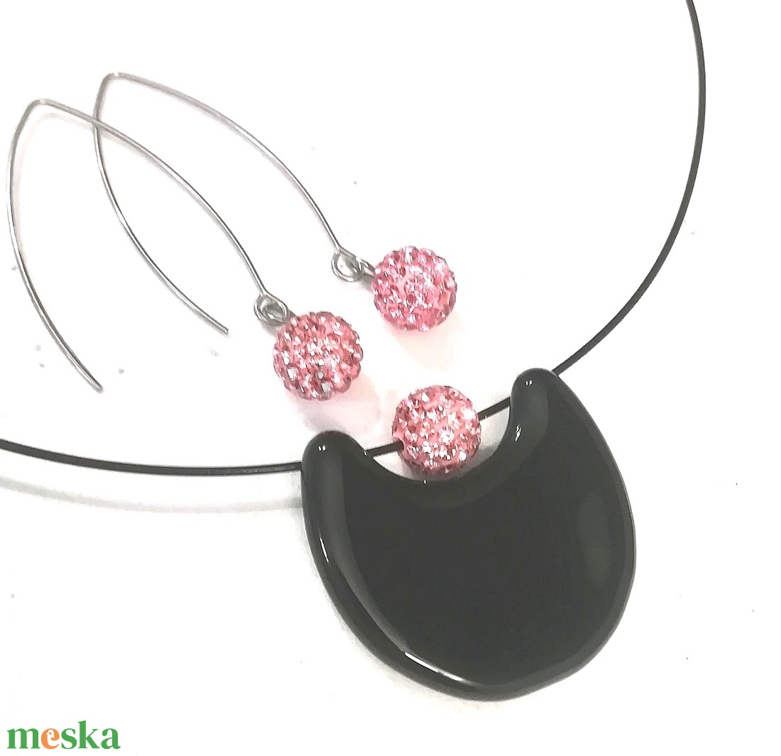 NEMESACÉL!  Mályva-fekete trendi  ékszerszett, ajándék karácsonyra, névnapra, születésnapra. - ékszer - ékszerszett - Meska.hu