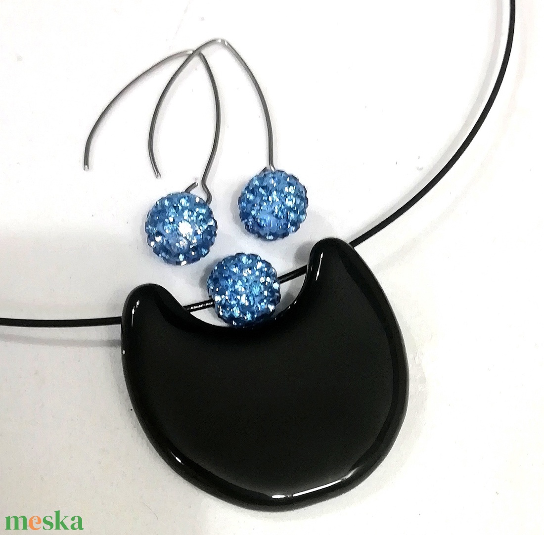 NEMESACÉL!  Levendula-fekete trendi  ékszerszett, ajándék karácsonyra, névnapra, születésnapra. - ékszer - ékszerszett - Meska.hu