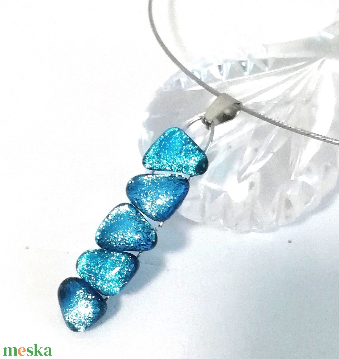  NEMESACÉL!  Ezüstkék kavicsok dichroic ékszerszett. - ékszer - ékszerszett - Meska.hu