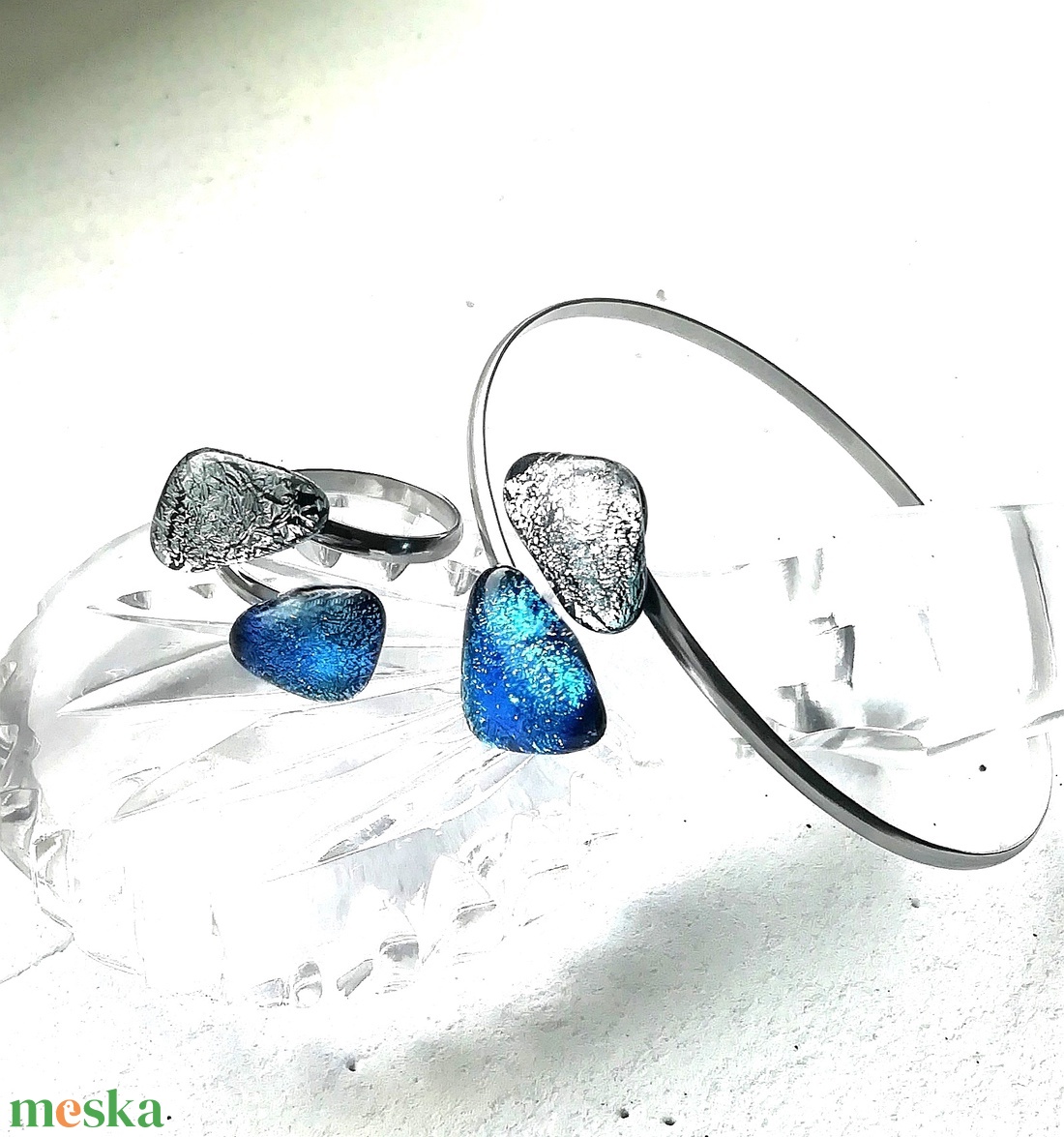 NEMESACÉL! Exkluzív ezüstkék karkötő és gyűrű - ékszer - karkötő - kézfej karkötő - Meska.hu