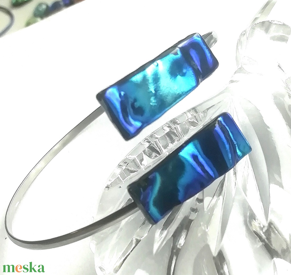  NEMESACÉL!  Ezüstkék hullámok, dichroic ékszerszett. - ékszer - ékszerszett - Meska.hu