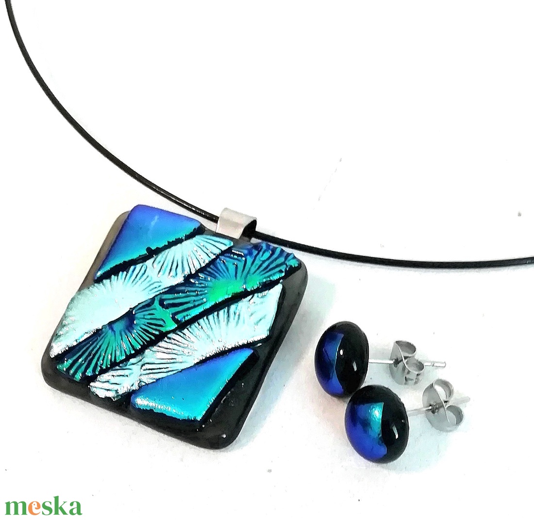 NEMESACÉL! Dichroic mozaik ékszerszett, ajándék pedagógus napra, születésnapra, névnapra.  - ékszer - ékszerszett - Meska.hu