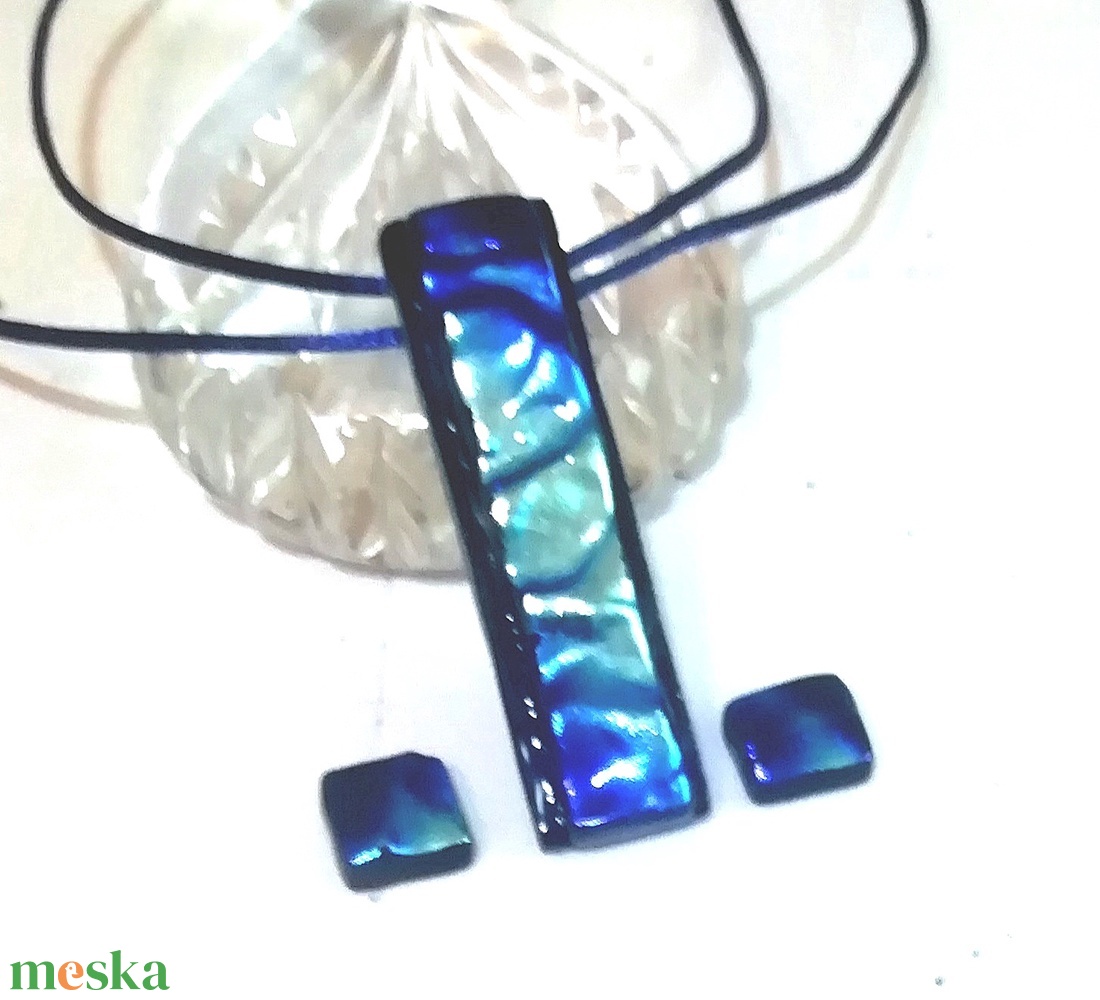  NEMESACÉL!  Ezüstkék hullámok, dichroic ékszerszett. - ékszer - ékszerszett - Meska.hu
