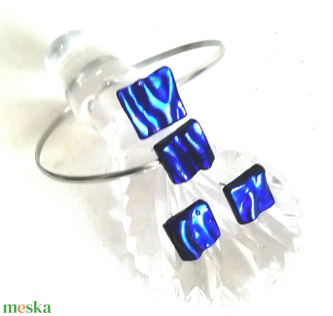 NEMESACÉL!  Hullámzó királykék karkötő és fülbevaló ajándék karácsonyra. ra. - ékszer - ékszerszett - Meska.hu