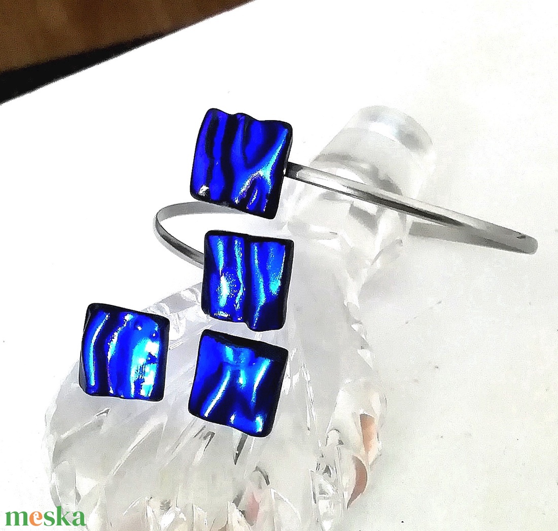 NEMESACÉL!  Hullámzó királykék karkötő és fülbevaló ajándék karácsonyra. ra. - ékszer - ékszerszett - Meska.hu