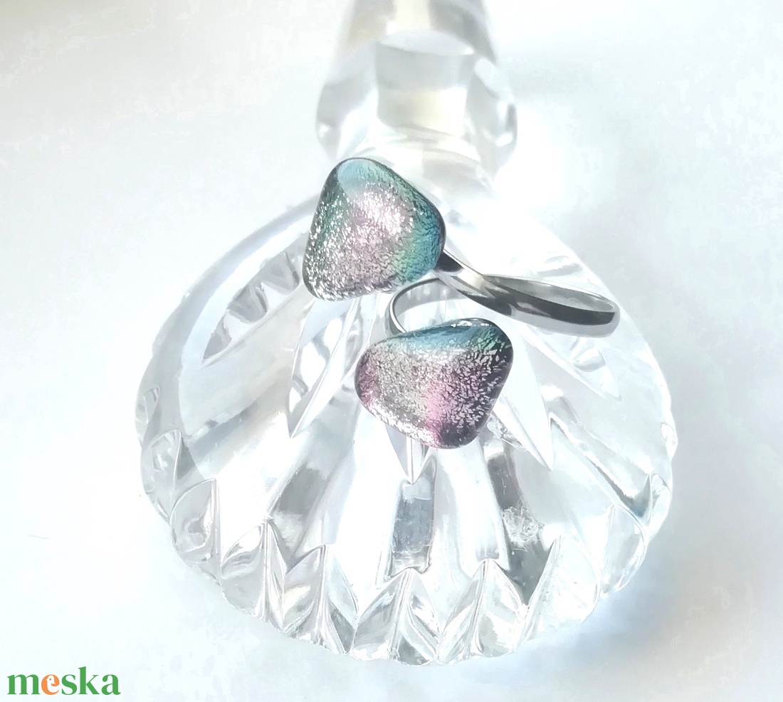  NEMESACÉL!  Magnólia dichroic ékszerszett. - ékszer - ékszerszett - Meska.hu