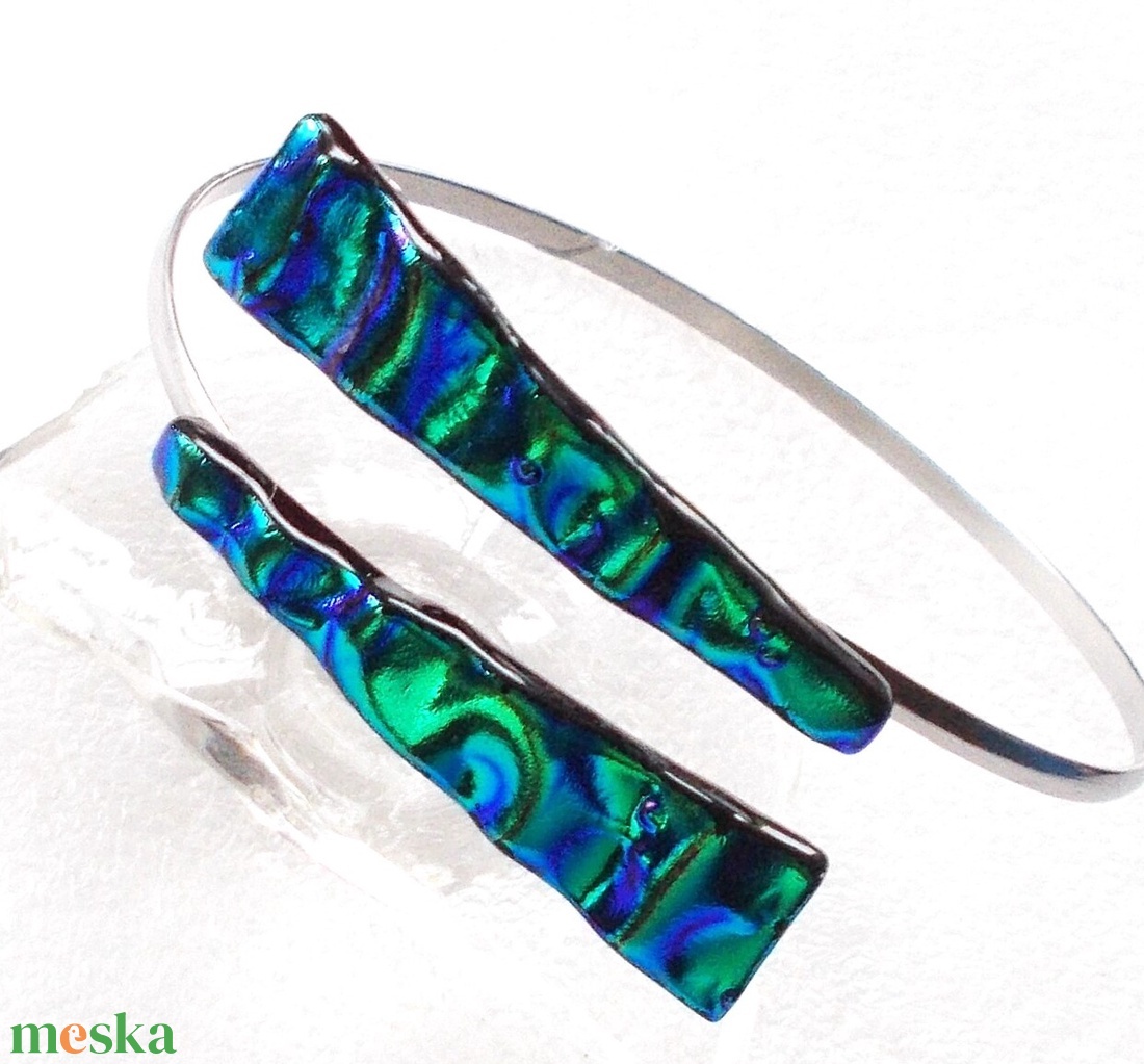 NEMESACÉL! Exkluzív kék-zöld hullámok karkötő. - ékszer - karkötő - kézfej karkötő - Meska.hu