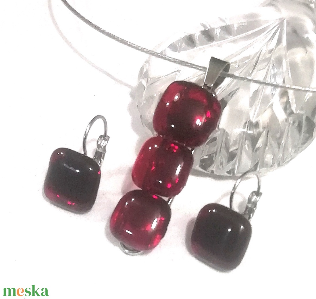 NEMESACÉL!  Rubin kockák ékszerszett.  - ékszer - ékszerszett - Meska.hu