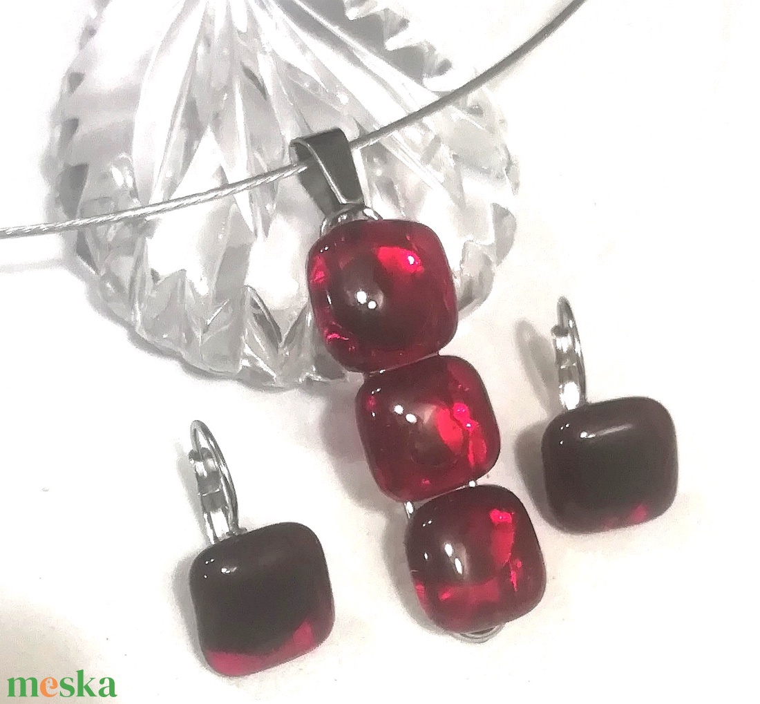 NEMESACÉL!  Rubin kockák ékszerszett.  - ékszer - ékszerszett - Meska.hu