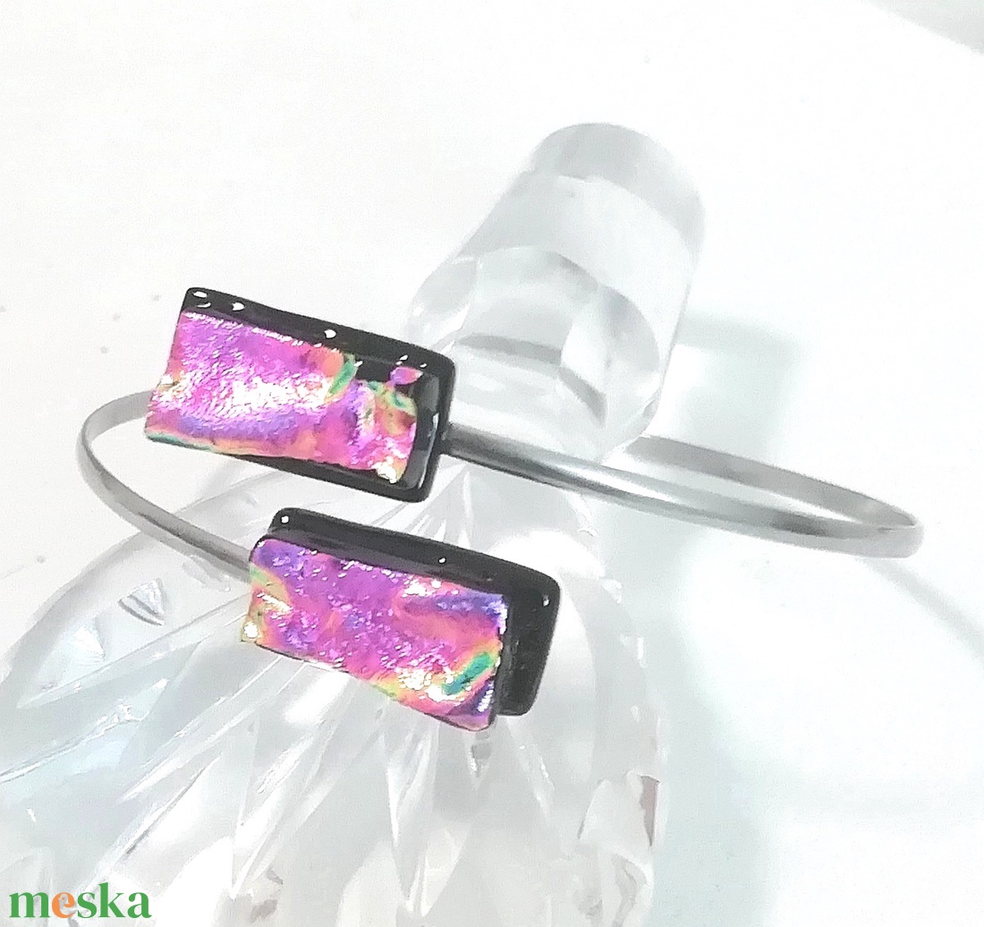  NEMESACÉL!  Pink hullámok, dichroic ékszerszett. - ékszer - nyaklánc - medálos nyaklánc - Meska.hu