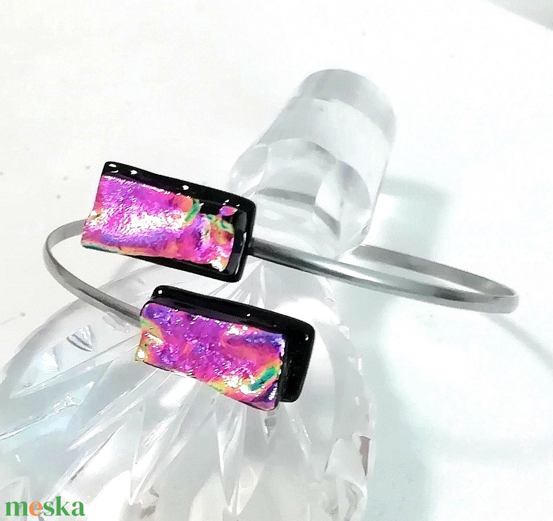  NEMESACÉL!  Pink hullámok, dichroic ékszerszett. - ékszer - nyaklánc - medálos nyaklánc - Meska.hu