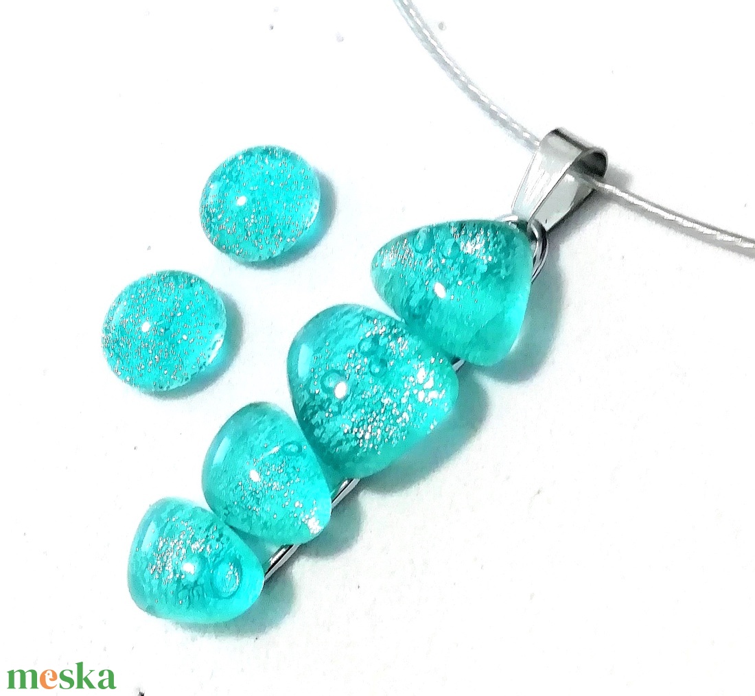 AKCIÓ! NEMESACÉL!  Türkiz kavicsok dichroic ékszerszett. - ékszer - ékszerszett - Meska.hu