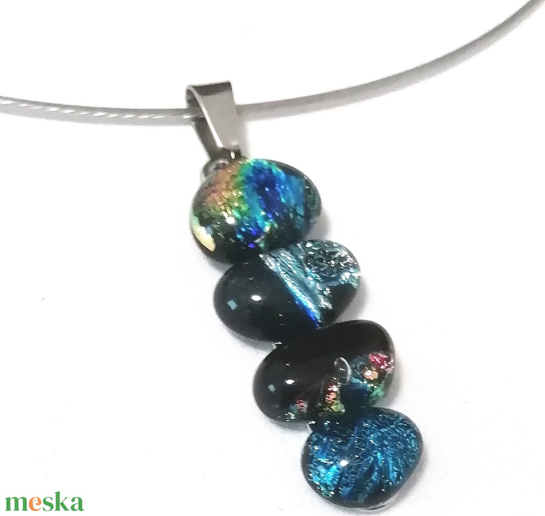  NEMESACÉL!  Színes dichroic kavicsok nyaklánc. - ékszer - nyaklánc - medálos nyaklánc - Meska.hu