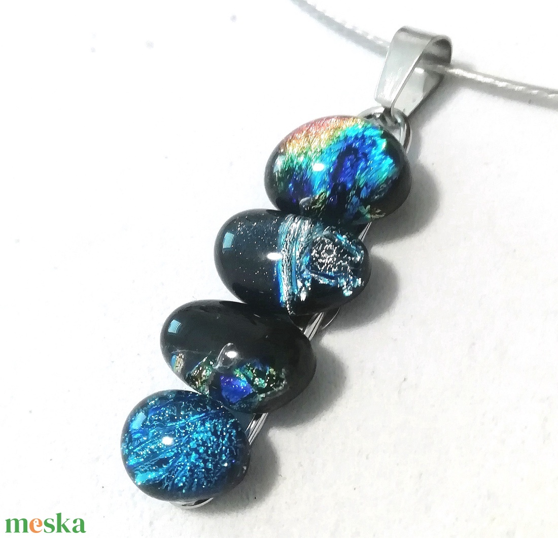  NEMESACÉL!  Színes dichroic kavicsok nyaklánc. - ékszer - nyaklánc - medálos nyaklánc - Meska.hu