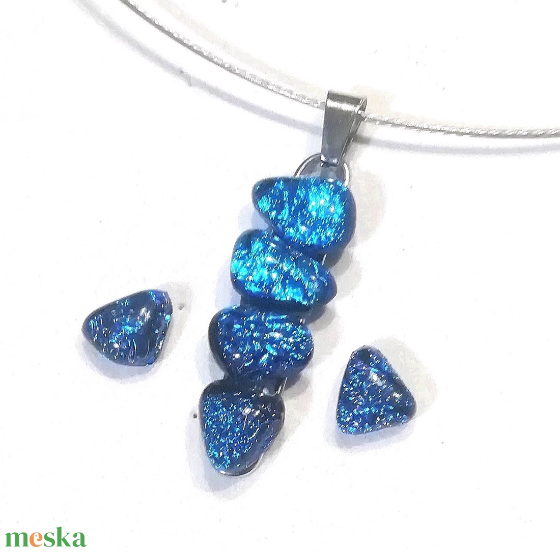 AKCIÓ! NEMESACÉL!  Kék-türkiz kavicsok dichroic ékszerszett. - ékszer - ékszerszett - Meska.hu
