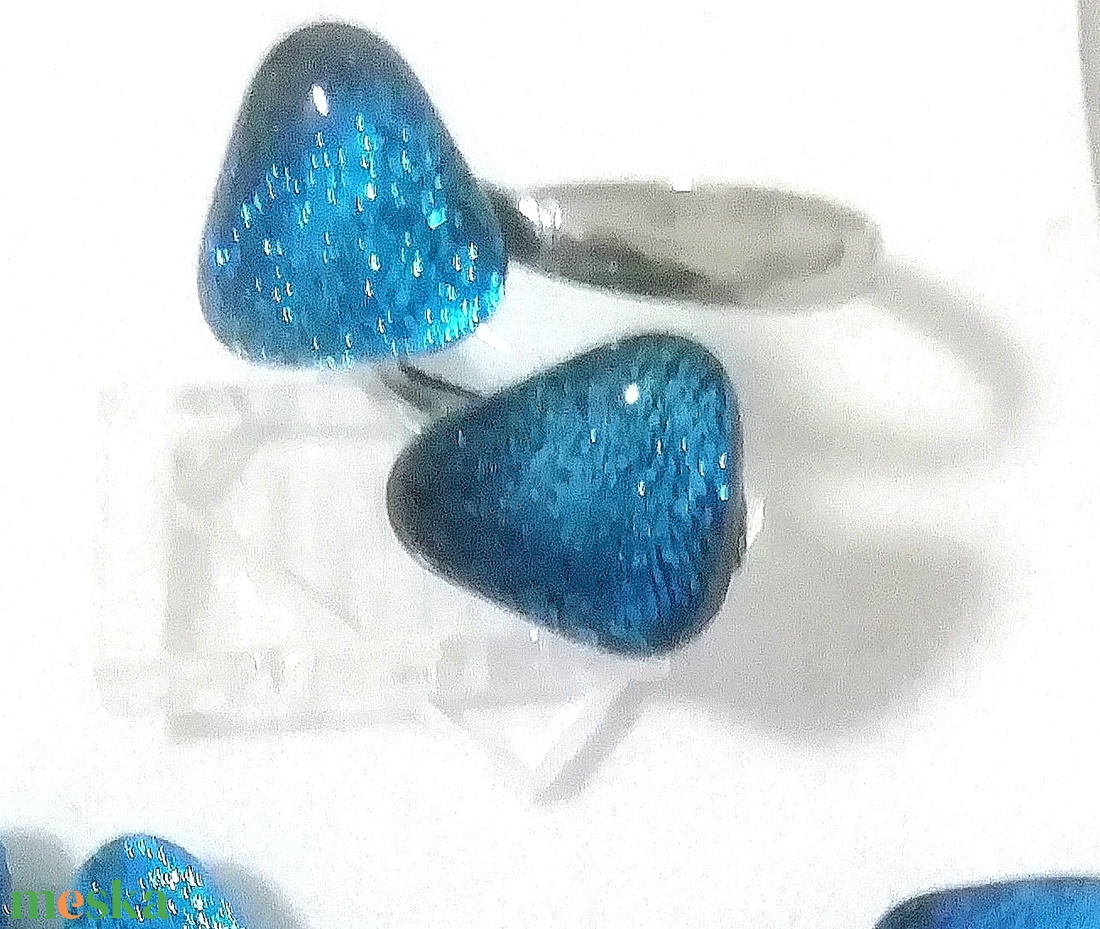 AKCIÓ! NEMESACÉL!  Ezüstkék kavicsok dichroic gyűrű.. - ékszer - ékszerszett - Meska.hu