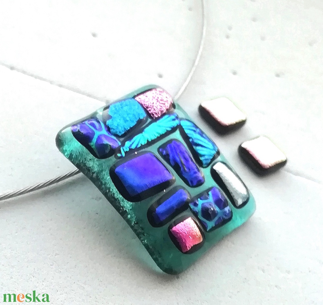 NEMESACÉL! Dichroic mozaik ékszerszett , ajándék pedagógus napra, születésnapra, névnapra.  - ékszer - nyaklánc - medálos nyaklánc - Meska.hu