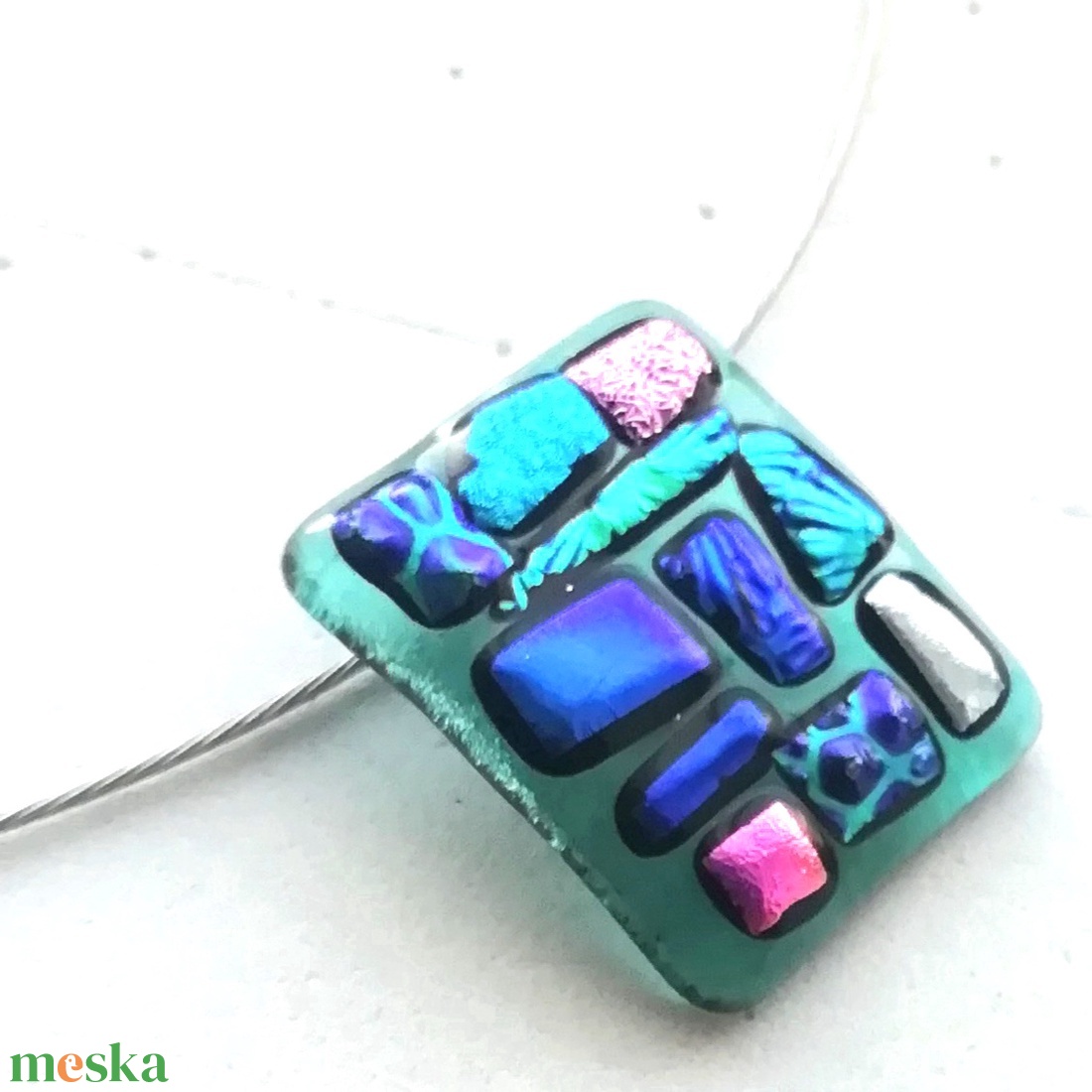 NEMESACÉL! Dichroic mozaik ékszerszett , ajándék pedagógus napra, születésnapra, névnapra.  - ékszer - nyaklánc - medálos nyaklánc - Meska.hu
