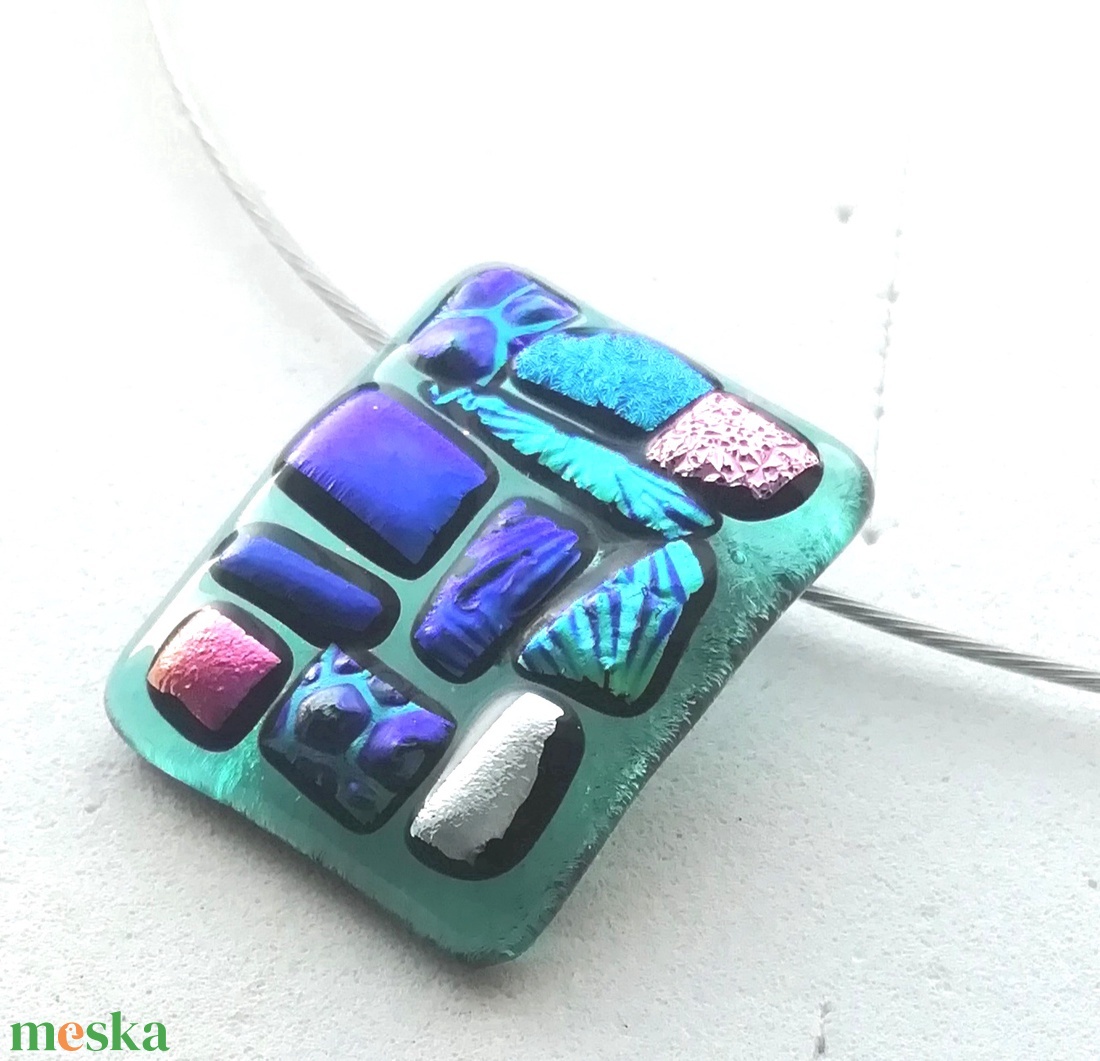 NEMESACÉL! Dichroic mozaik ékszerszett , ajándék pedagógus napra, születésnapra, névnapra.  - ékszer - nyaklánc - medálos nyaklánc - Meska.hu