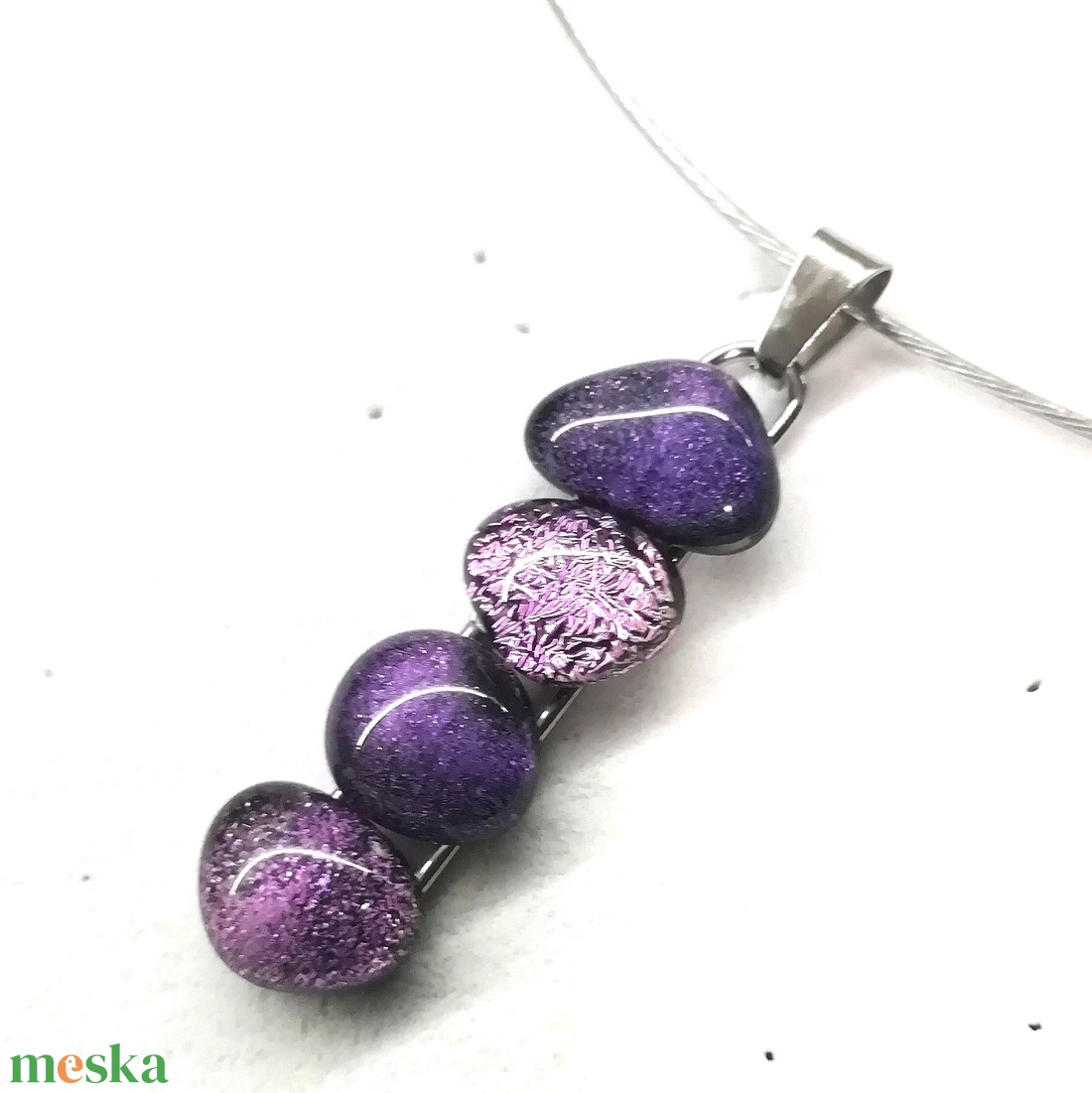  NEMESACÉL! Lila fények dichroic nyaklánc. ny - ékszer - ékszerszett - Meska.hu