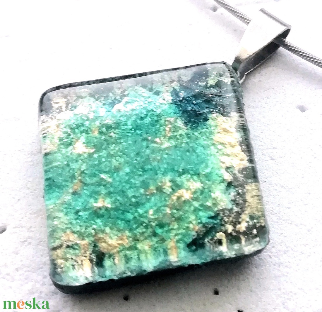 NEMESACÉL!  Türkiz - arany fúzió ékszerszett. - ékszer - nyaklánc - medálos nyaklánc - Meska.hu