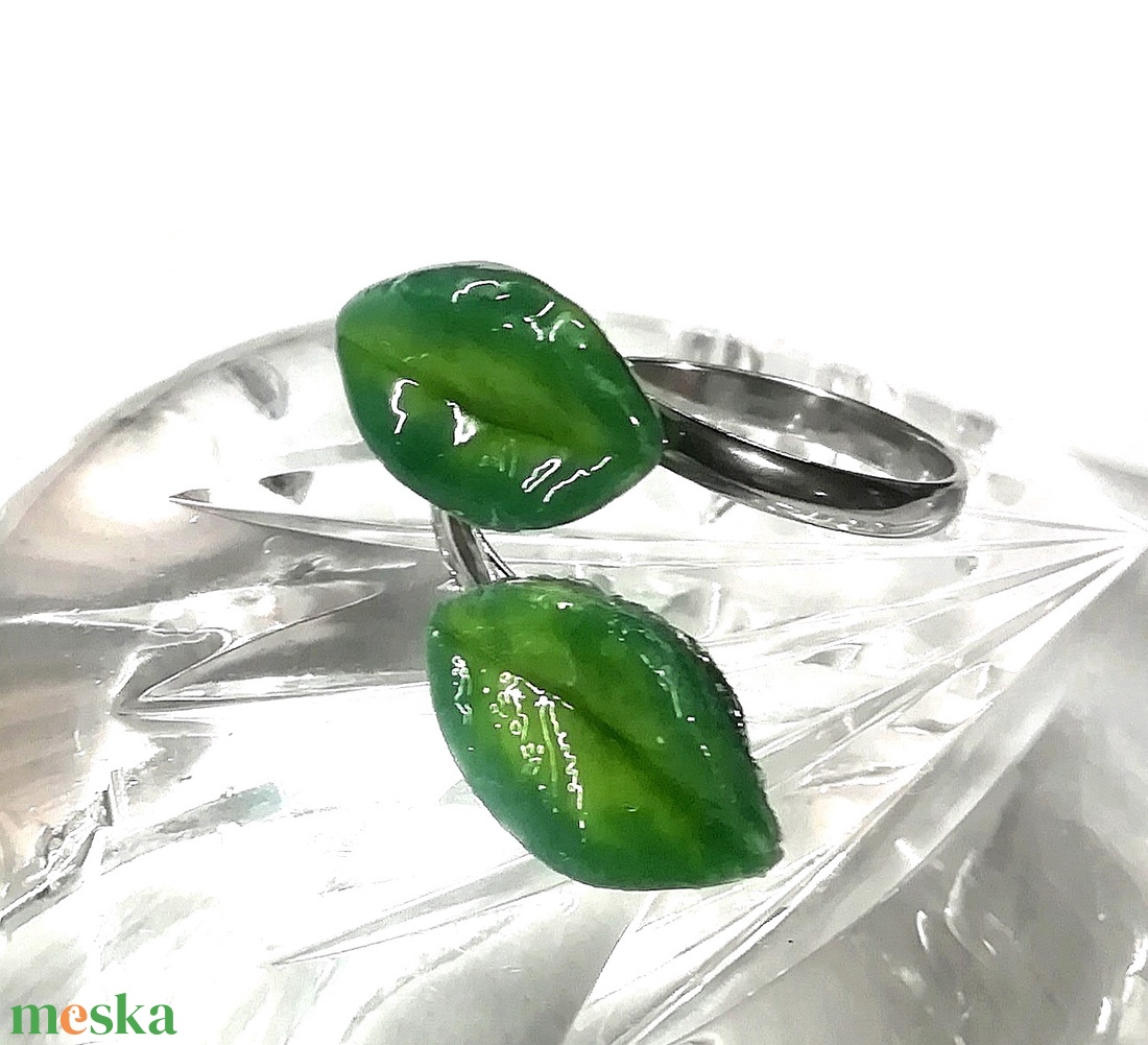 NEMESACÉL! Menta levelek karkötő és gyűrű.  - ékszer - ékszerszett - Meska.hu