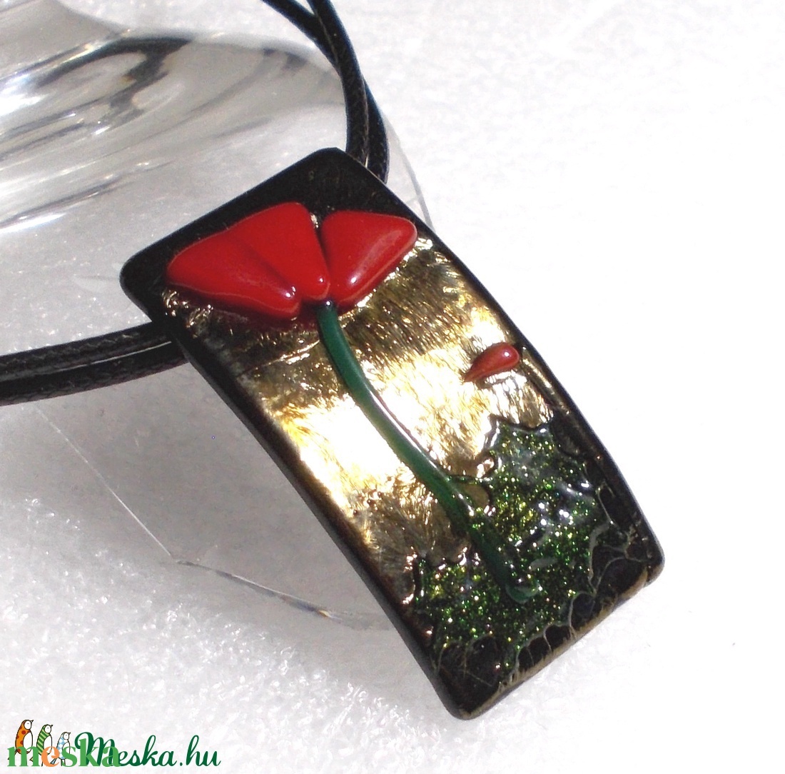 AKCIÓ! Pipacs metálfényben nyaklánc. - ékszer - nyaklánc - medálos nyaklánc - Meska.hu