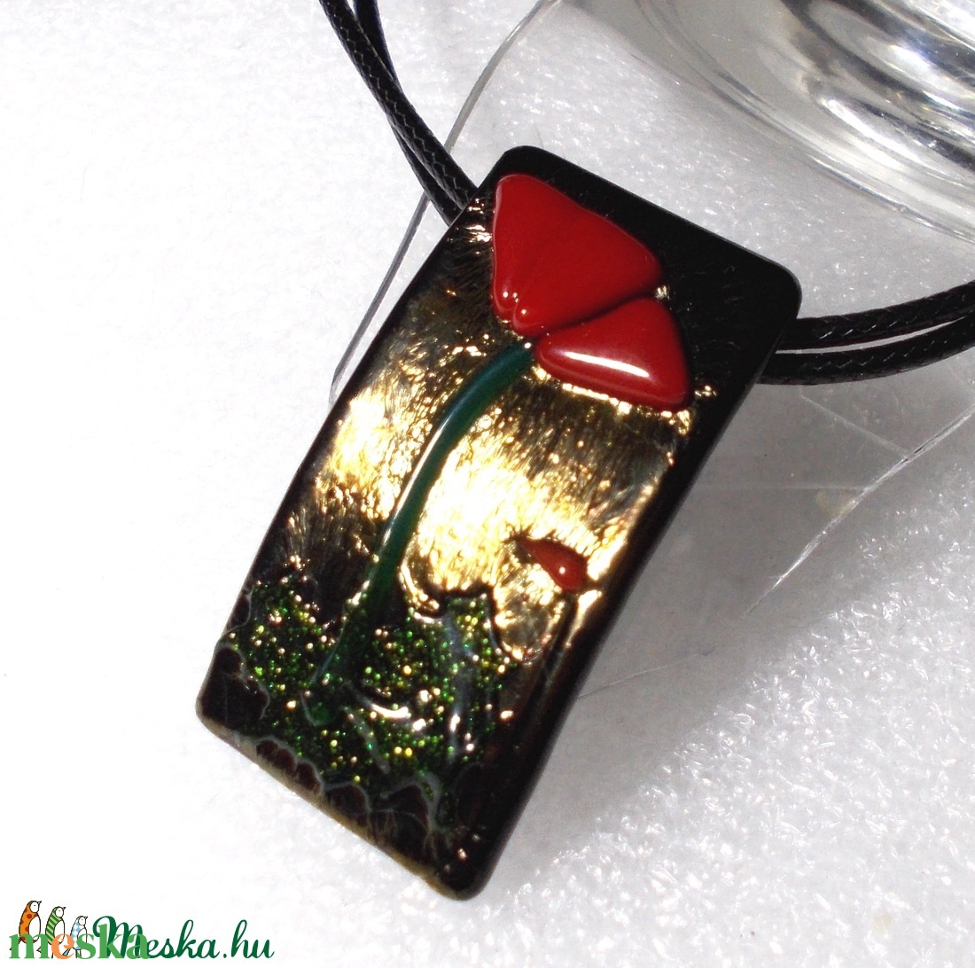 AKCIÓ! Pipacs metálfényben nyaklánc. - ékszer - nyaklánc - medálos nyaklánc - Meska.hu