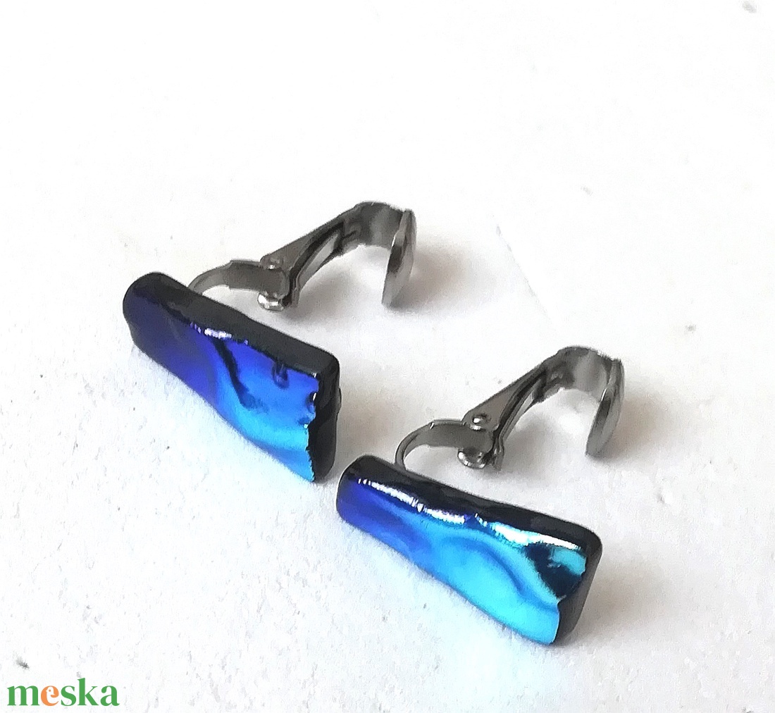 Ezüstkék ragyogás trendi klipszes fülbevaló  ajándék nőknek, lányoknak, névnapra, születésnapra. - ékszer - fülbevaló - klipsz - Meska.hu