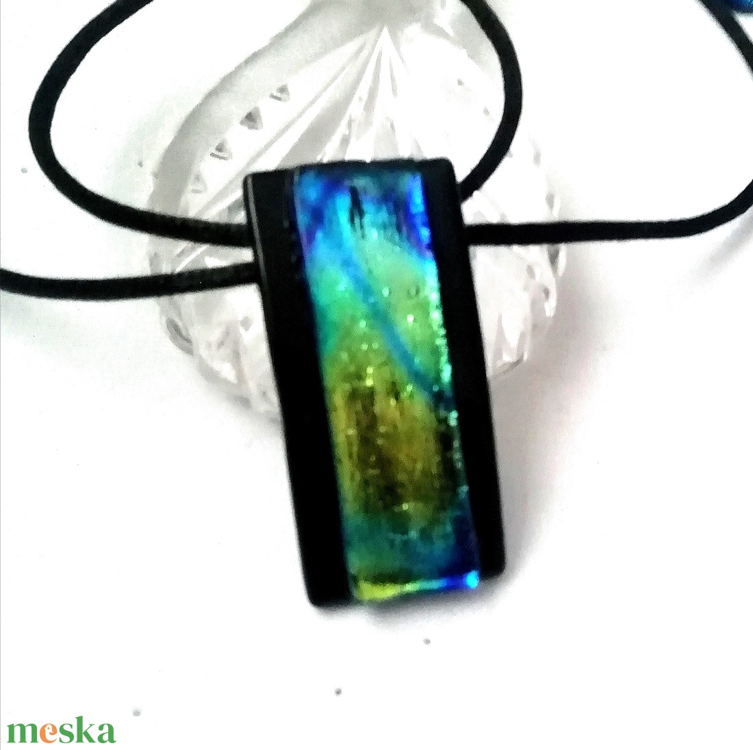 AKCIÓ! Türkiz - kék - arany dichroic ékszerszett. - ékszer - ékszerszett - Meska.hu