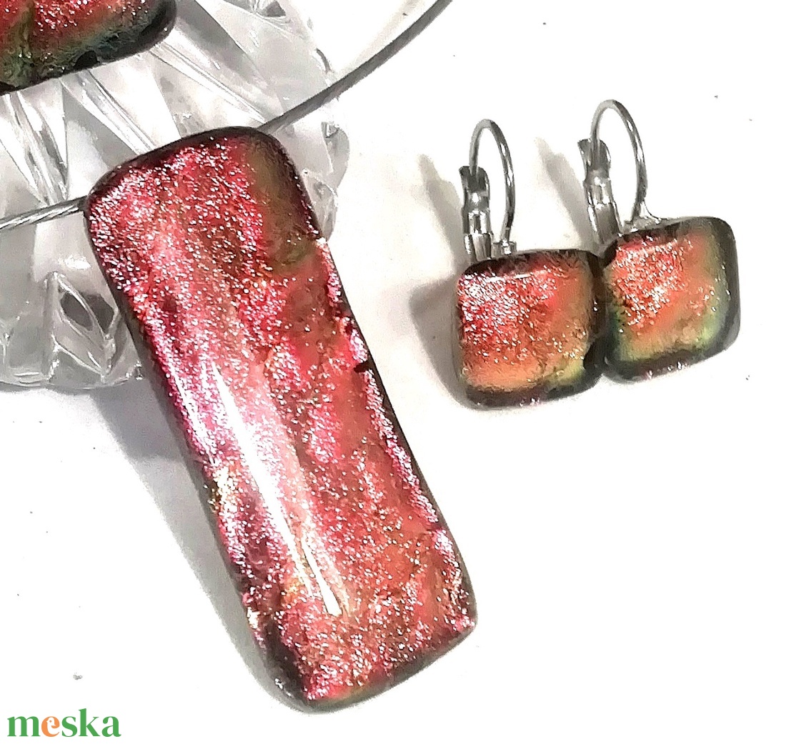 NEMESACÉL!  Naplemente dichroic ékszerszett. - ékszer - karkötő - kézfej karkötő - Meska.hu