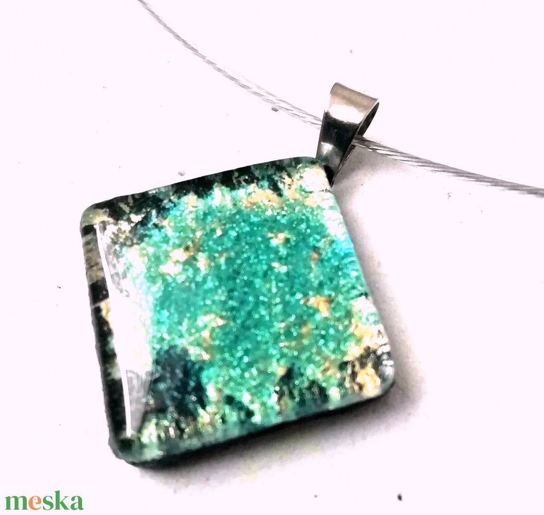 NEMESACÉL!  Türkiz - arany fúzió ékszerszett. - ékszer - nyaklánc - medálos nyaklánc - Meska.hu